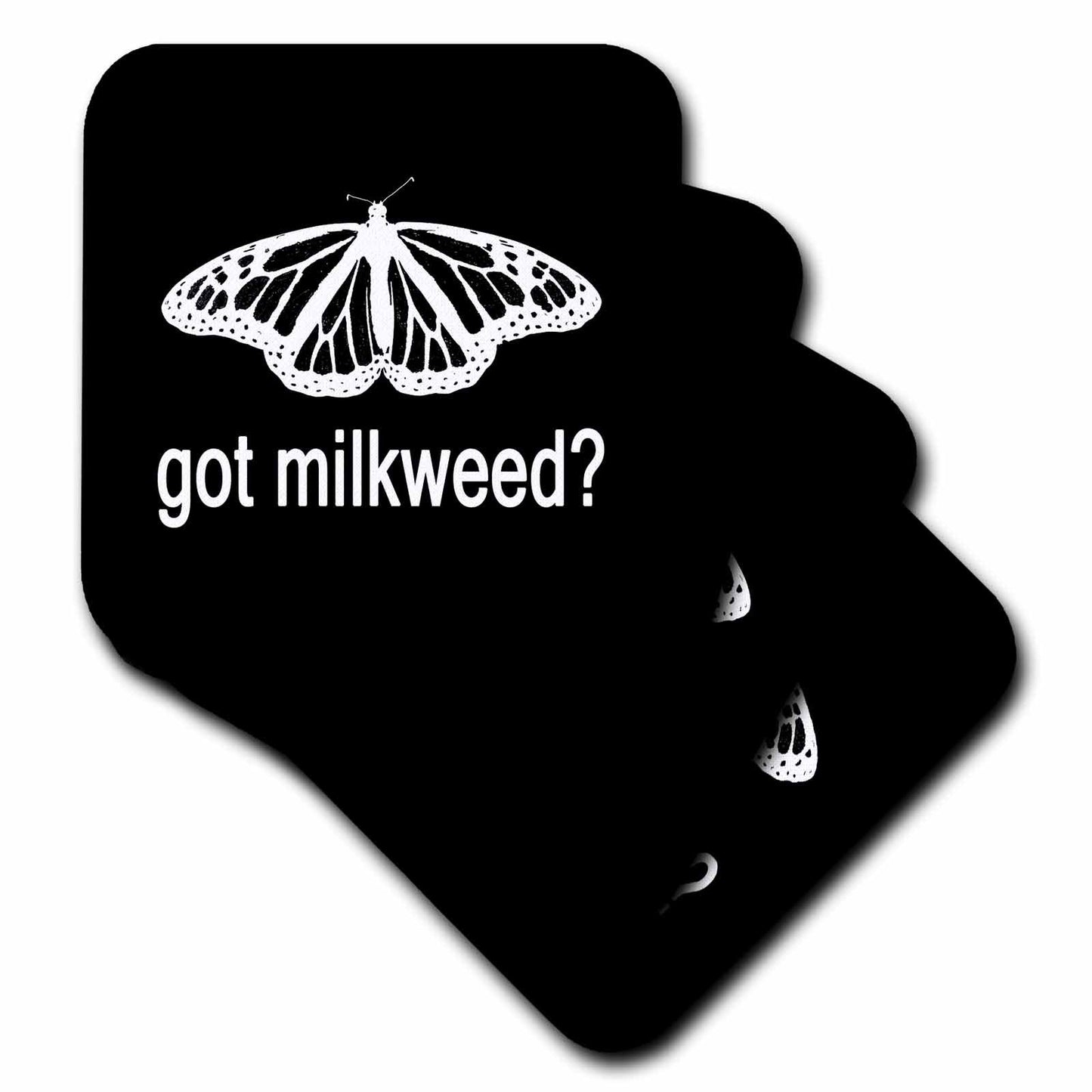 3dRose Stamp of a Monarch Butterfly with Got Milkweed on Black Background. - Coasters (cst-384794)