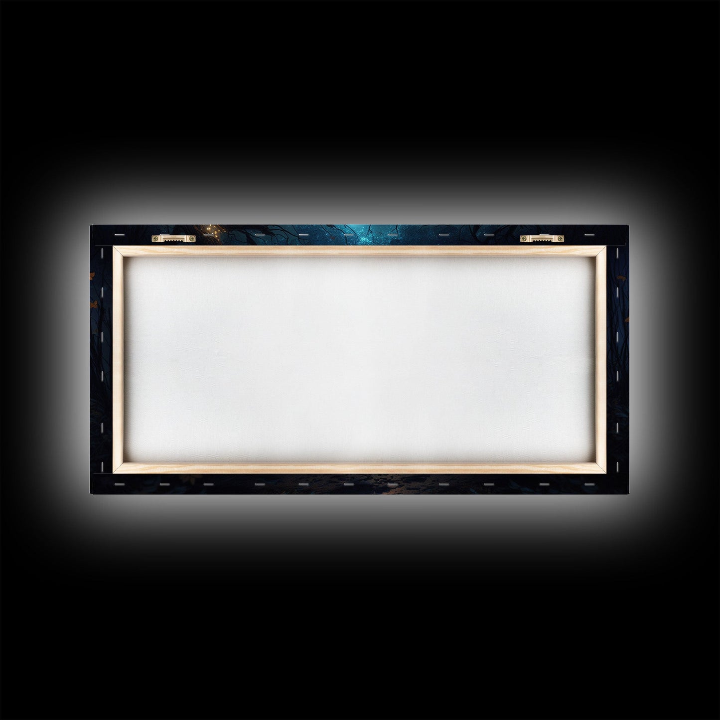 Wreath of Fireflies, Beautiful Fantasy Art, Framed Canvas Print, Moonlit Forest Floor Fantasy Concept Art