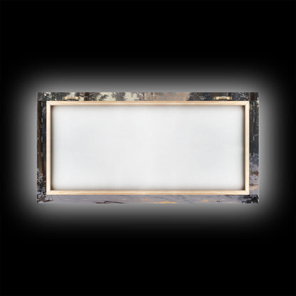 Cozy Christmas Cabin in Woods Framed Canvas Print - Rustic Christmas Decor and Winter Wonderland Scene with Holiday Wall Art