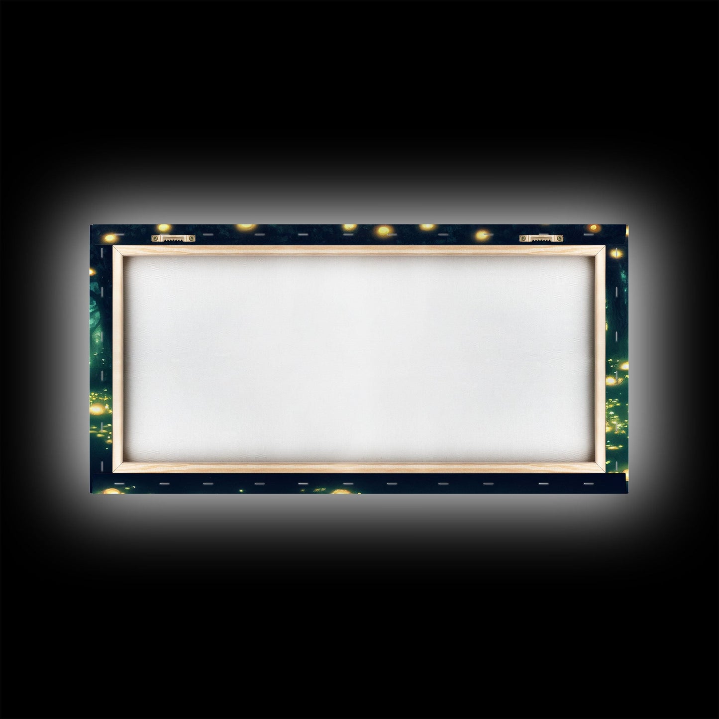 Fireflies At Night In A Fantasy Forest,  Framed Ready To Hang Canvas Print, beautiful wall art, guest room decor