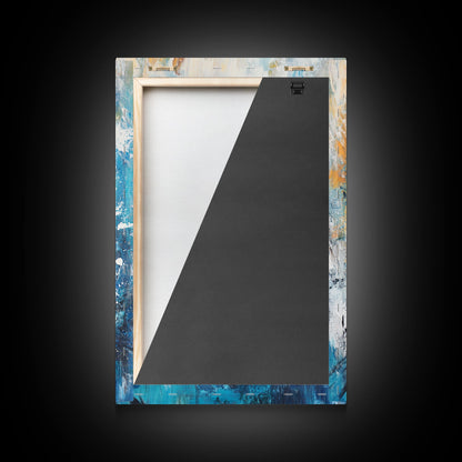 Blue Heron, bird art, rustic wall art, coastal landscape art, moody art, wildlife painting, Framed Canvas Print, nature-inspired decor