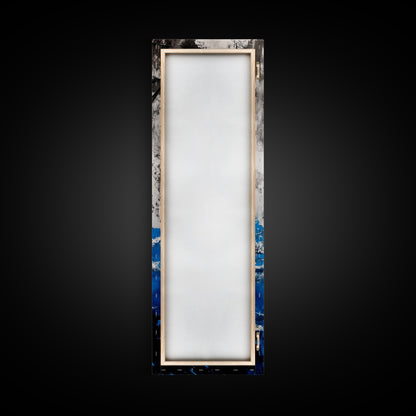 Ocean Bird, Stormy Waves, Blue and White, Framed Canvas Print, Nautical Wall Art, Minimalist Coastal Decor, Bedroom Artwork