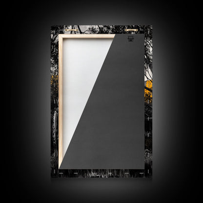 Bald Eagle Nest Art, Black White Forest, Yellow Fall Trees, Wildlife Nature Decor, Rustic Lodge Wall Art, Living Room Art, Canvas Print