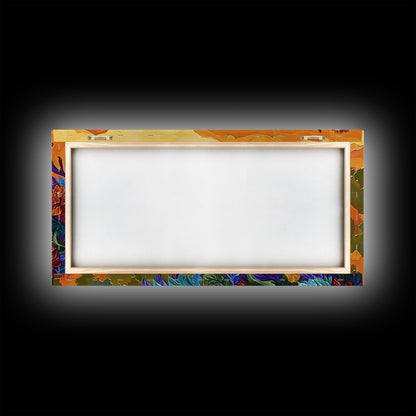 Rabbit Flowers, Fantasy, Autumn, Framed Canvas Print, Whimsical Fall Wall Art, Nursery Decor, Woodland Animal Art, Boho Autumn Style