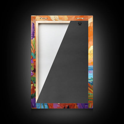 Bird, Tropical, Nature, Colorful, Framed Canvas Print, Exotic bird painting with vivid feathers, ideal eclectic living room wall art