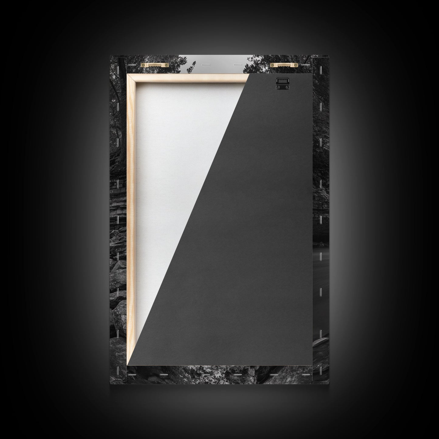 Waterfall Serenity, Nature Escape, River Rock Flow, Bedroom Wall Decor, Framed Canvas Print, Modern Rustic Forest Wall Art