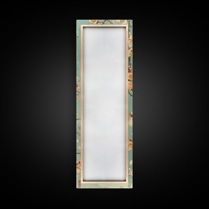 Owl Cherry Blossom Tree Traditional Japanese Tall Wall Art Skinny Framed Canvas Print Ukiyo-e Style