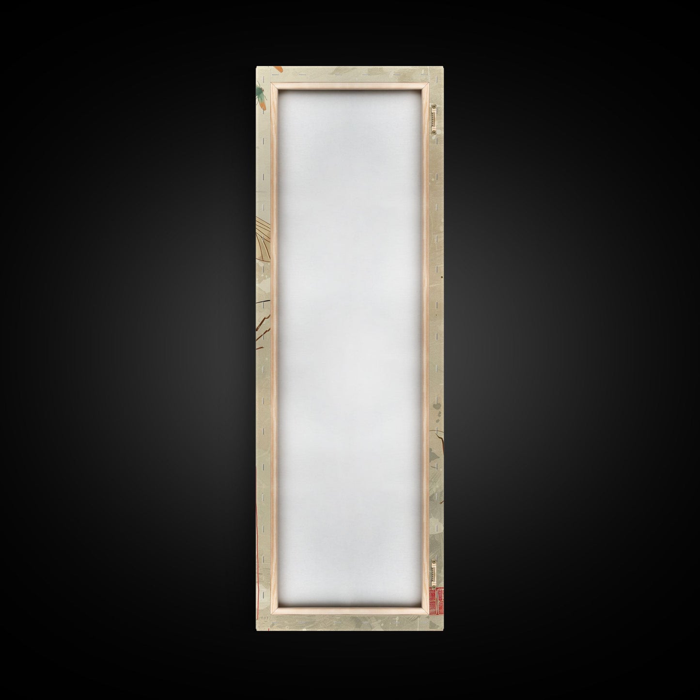 Detailed Depiction Of Cicadas Against Warm Sunset Background Ukiyo-e Skinny Tall Wood Block Framed Canvas Print Japanese Style Art