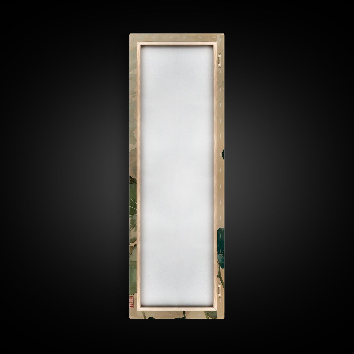 Majestic Hawk Perched Among Verdant Foliage Ukiyo-e Tall Skinny Wood Block Framed Canvas Print Japanese Style Art