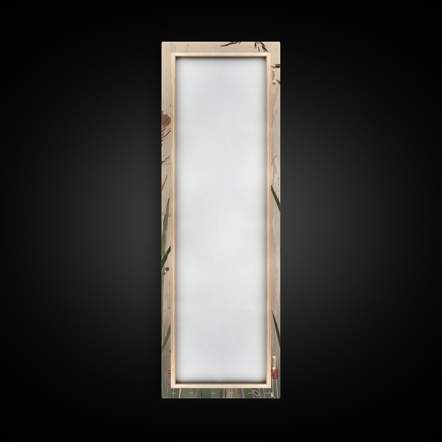 Detailed Woodpeckers Perched On Stems Amid Nature For Rustic Wall Art Ukiyo-e Japanese Style Art Skinny Framed Canvas Print