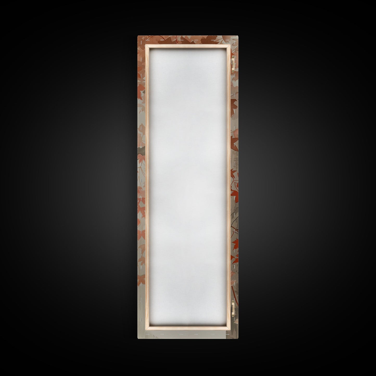 Majestic Hawk Perched Among Autumn Leaves, Framed Canvas Print In Skinny Tall Style, Japanese Style Art For Feng Shui Wall Art