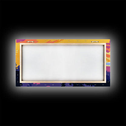 Dragonfly Glow, whimsical art, nature painting, wildflower painting, botanical prints, pink orange wall art, framed canvas print