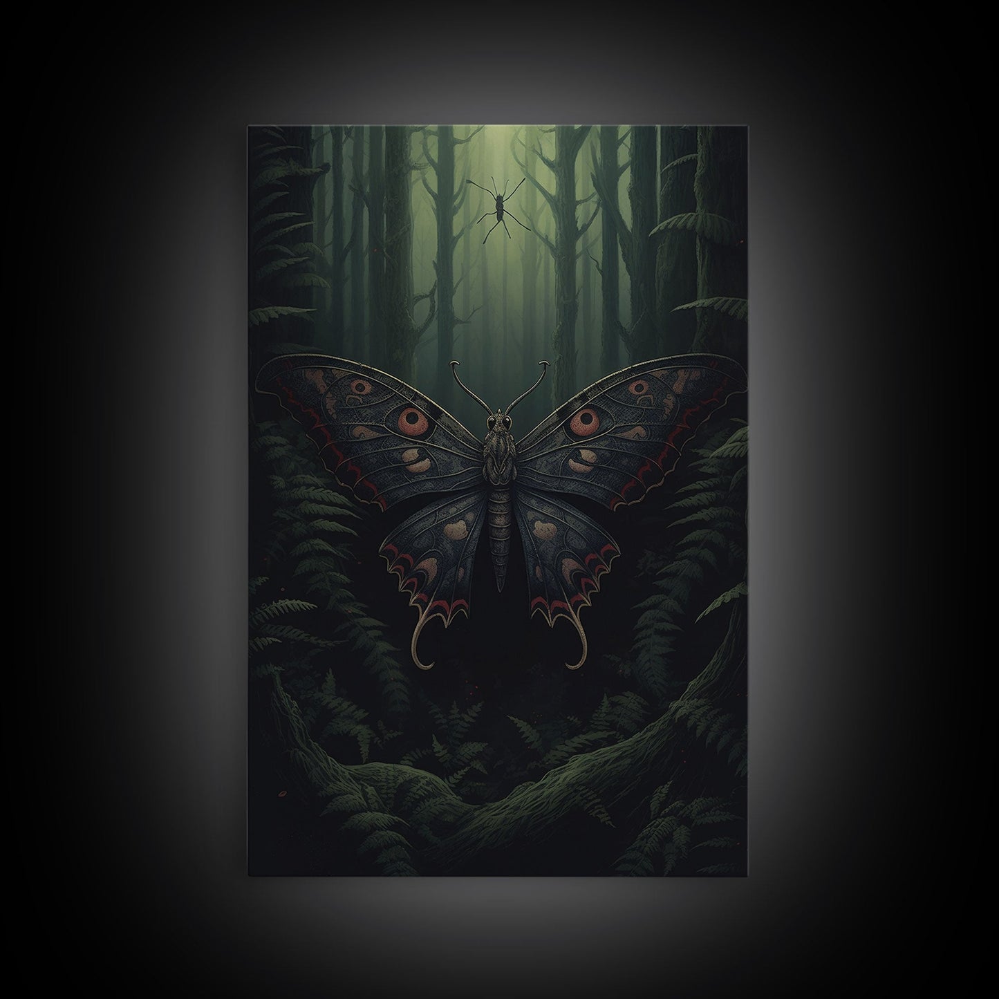 Butterfly Wall Decor, Butterfly In Woods, Green Wall Art, Insect Wall Decor, Wall Decor, Canvas Print, Wall Art, Framed Canvas