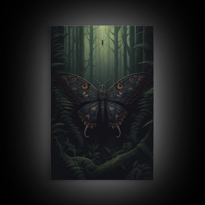 Butterfly Wall Decor, Butterfly In Woods, Green Wall Art, Insect Wall Decor, Wall Decor, Canvas Print, Wall Art, Framed Canvas