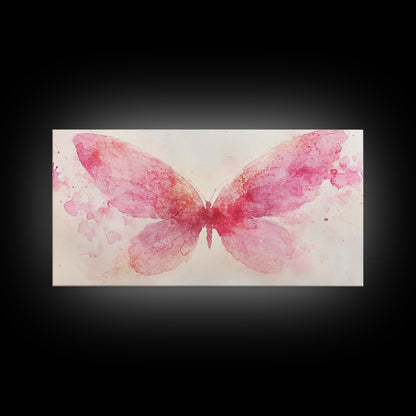 Pink Butterfly Canvas Print Whimsical Art Light Pink Wall Art Angel Art Prints Above Bed Wall Art Bedroom Decor Gift Idea