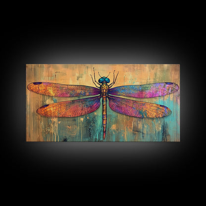 Dragonfly Art, Whimsical Art, Sacred Geometry Wall Art, Teal Wall Art, Blue and Green Wall Art, Nature Art, Canvas Print, Botanical Prints