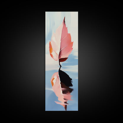 Floating Leaf, Autumn Reflection, Water Stillness, Canvas Print, Fall Wall Art, Minimalist Aesthetic, Tranquil Decor, Nature Inspired