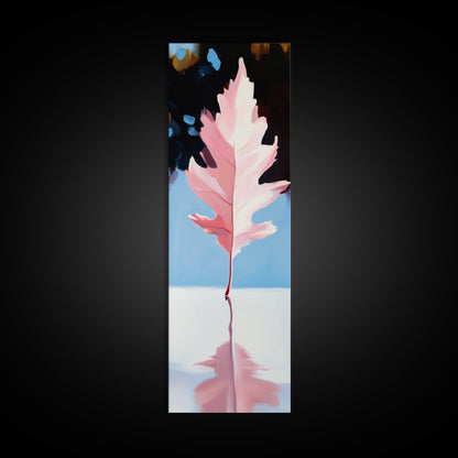 Pink Autumn Leaf, Fall Canvas Print, Nature Wall Art, Seasonal Decor, Botanical Artwork, Soft Pastel Aesthetic, Living Room Art