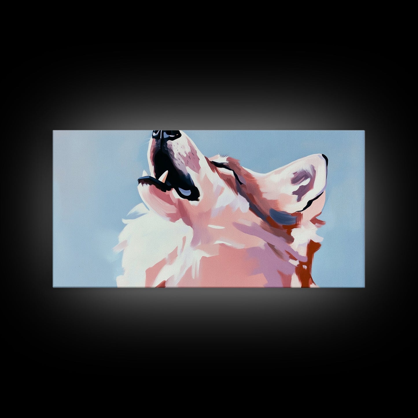 Howling Wolf, Wildlife Art, Nature Print, Blue Sky, Framed Canvas Print, Rustic Wall Art, Lodge Decor, Animal Lover Gift