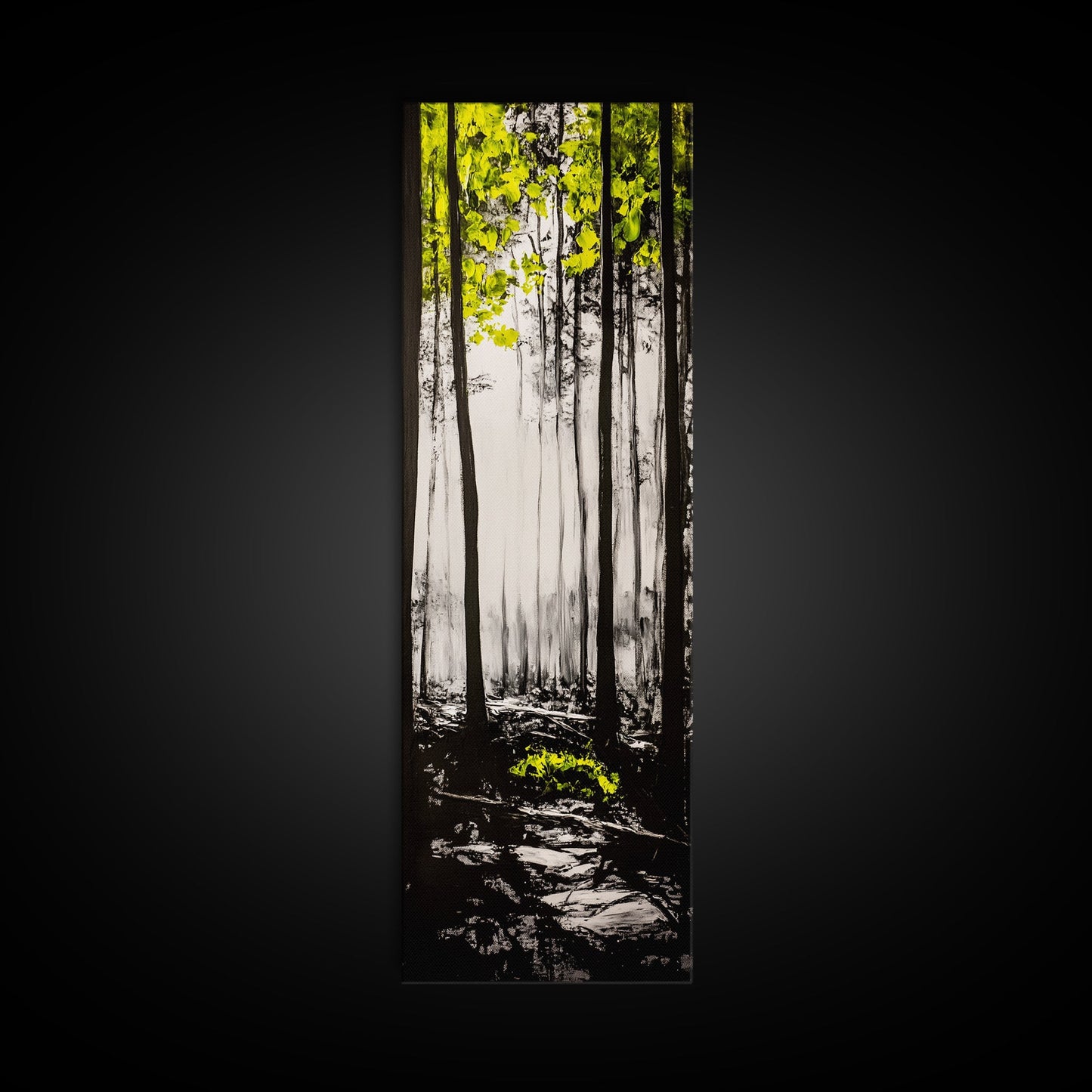 Misty Forest, Yellow Leaves, Autumn Woods, Framed Canvas Print, Nature Wall Art, Modern Home Decor, Minimalist Landscape, Fall Art