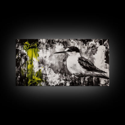 Black and White Bird, Modern Abstract, Minimalist Art, Canvas Print, Nature Wall Art, Office Wall Art, Boho Aesthetic Decor