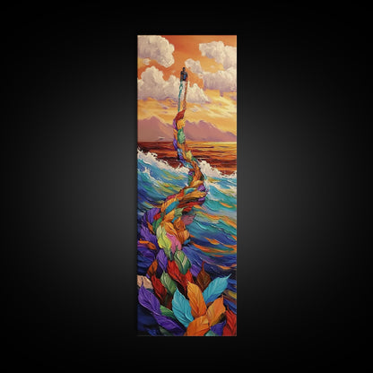 Lantern Ocean, Dreamscape Path – Canvas Print surreal ocean dream painting, fantasy art, whimsical coastal decor, imaginative bedroom wall art