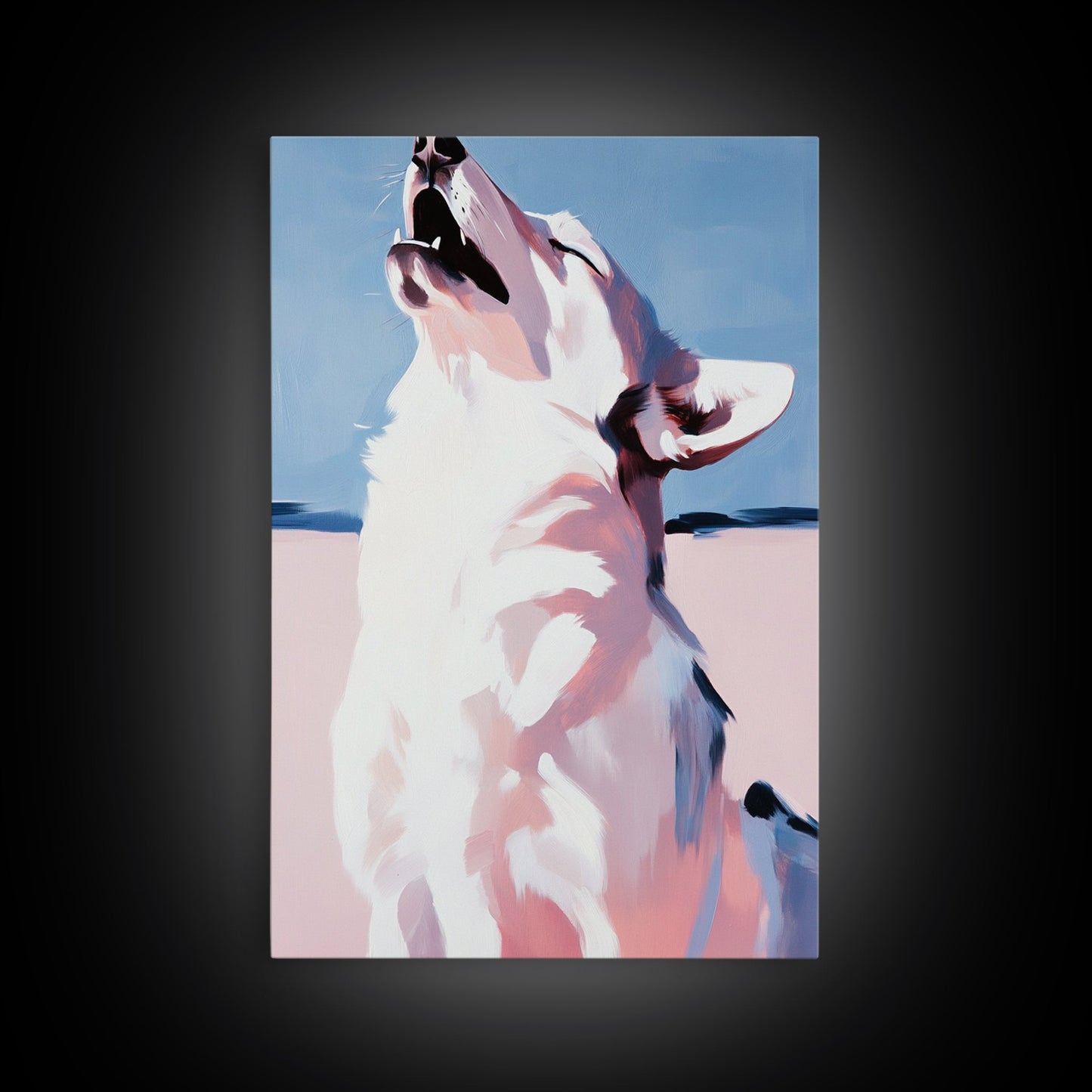 Howling Wolf, moody art, rustic decor, southwest wall art, zen wall art, framed canvas print, wabi sabi art, forest painting