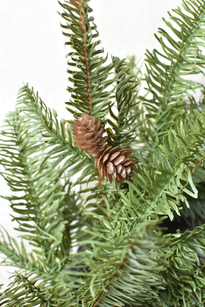 24" Faux Green Spruce Real Touch Wreath w/Faux Pinecones