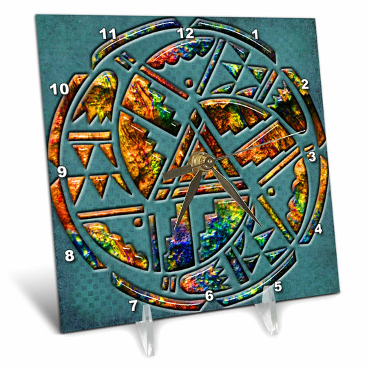 3dRose Spiritual Awakenings Native American - Designer One of A Kind Native American Art - Desk Clocks (dc_108090)