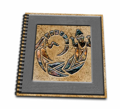 3dRose Spiritual Awakenings Native American - Native American art in brown tones with tribal lizard in brown marble print tones, designer original - Drawing Books (db_150938)