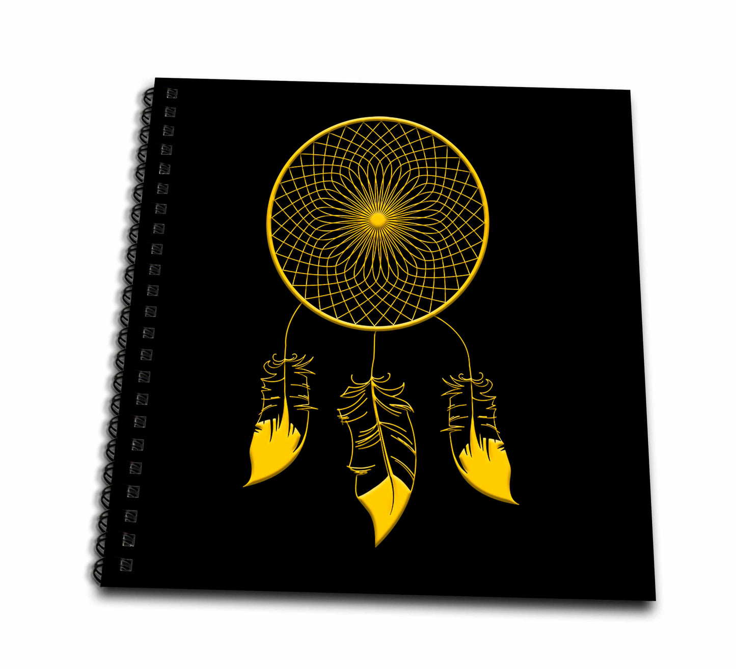 3dRose Three-feather, web like native American dreamcatcher. Yellow on... - Drawing Books (db_326151)