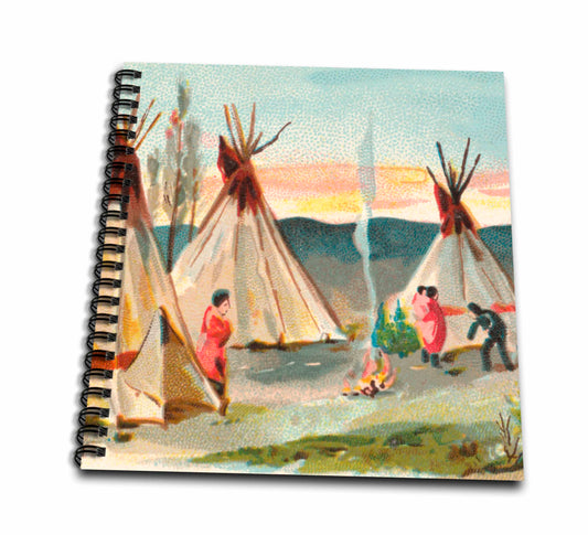 3dRose Native American Wigwam Tent Village Vintage Image of Watercolor... - Drawing Books (db-371857)
