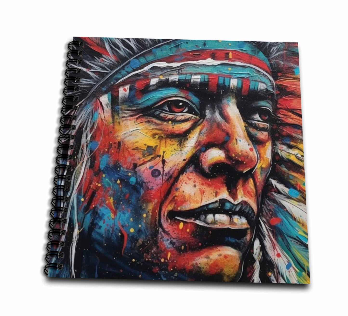 3dRose Cassie Peters AI Generated Art - Native American Chief Painting - Drawing Books (db-381852)