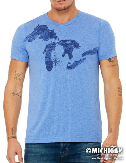 Great Lakes Map - Heather Blue