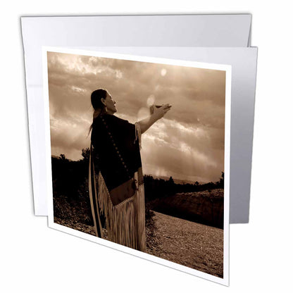 3dRose Danita Delimont - Native Americans - Native American medicine woman, Santa Fe, NM - US32 JMR0546 - Julien McRoberts - Greeting Cards (gc_92694)