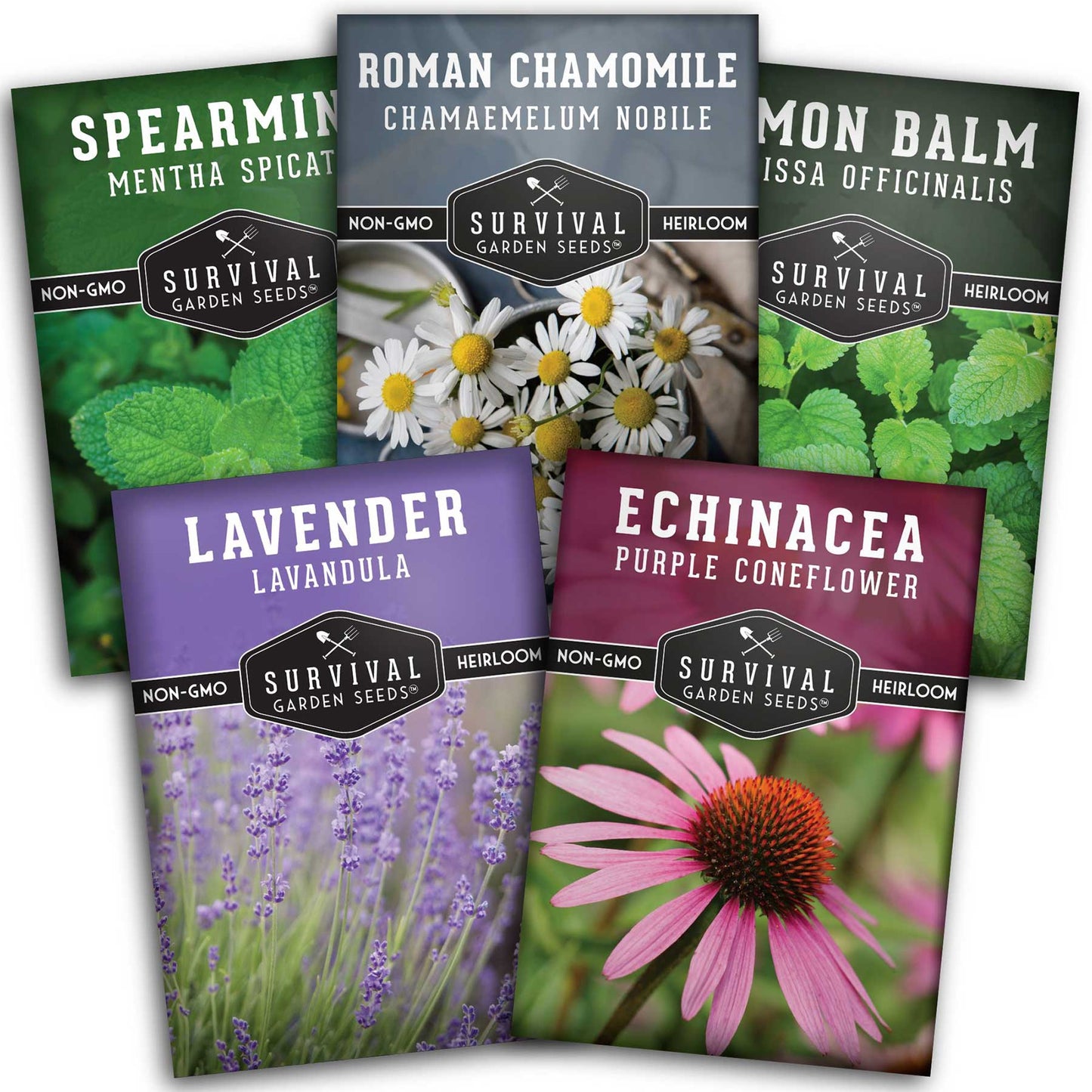 Herbal Tea Garden Seeds Kit – 5 Heirloom Medicinal Herbs for Soothing Teas, Remedies & Pollinator-Friendly Gardens