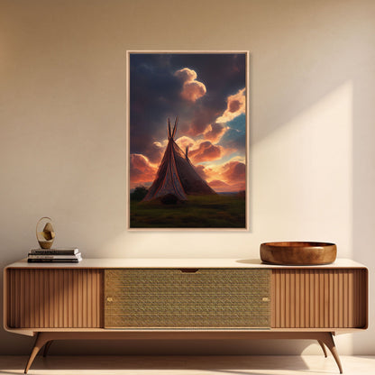 Native American Tipi Wall Art, Poster Print, Fine Art Paper Print, Early American Style Wall Decor