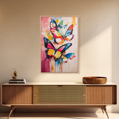 Preppy Butterflies Canvas Print, Dorm Room Decor, Oil Painting of Butterflies, Butterfly Wall Art, Butterfly Painting