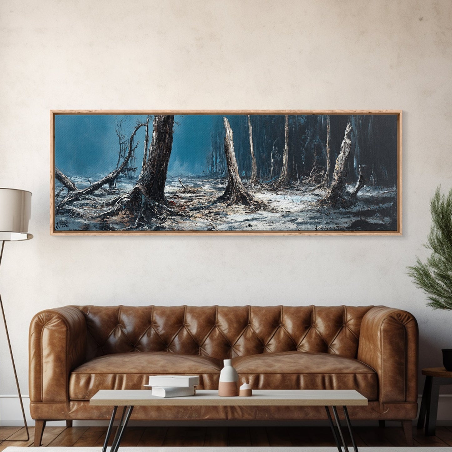 Dark Forest Mystical Canvas Print Moody Landscape Wall Art Gothic Nature Decor Haunted Woods Painting Spooky Halloween Gift