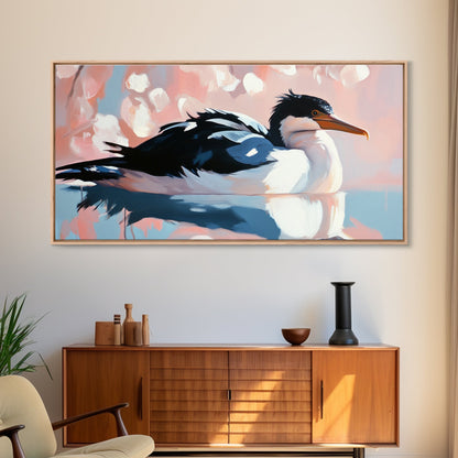Seabird Reflection, Waterfowl Art, Coastal Wildlife, Nature Print, Framed Canvas Print, Bedroom Wall Art, Modern Animal Art