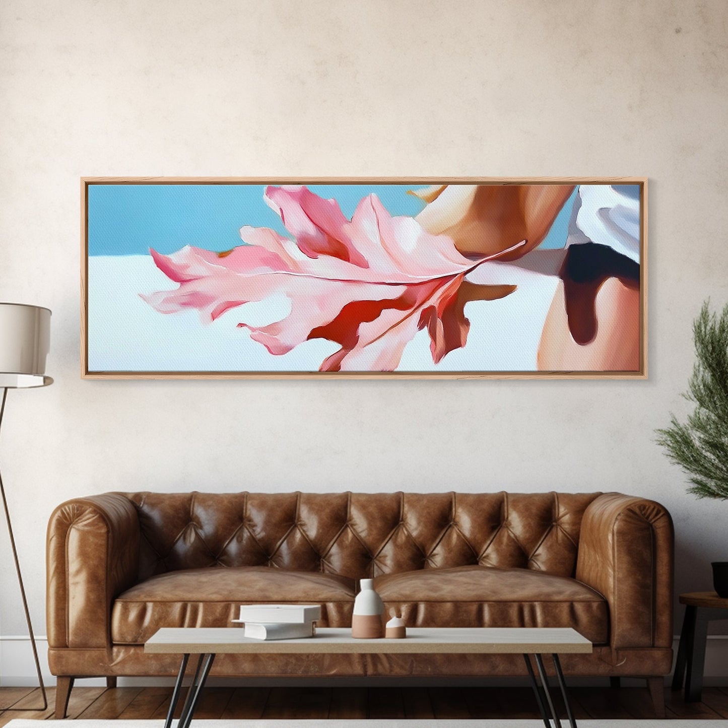 Autumn Leaf, Feminine Hand, Fall Tones, Framed Canvas Print, Cozy Wall Art, Minimalist Fall Decor, Neutral Aesthetic, Boho Art
