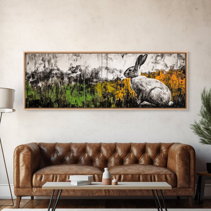 Rabbit Painting, Animal Canvas Print, Wildlife Art, Nature Inspired Decor, Neutral Tones, Modern Farmhouse Art, Living Room Wall Art