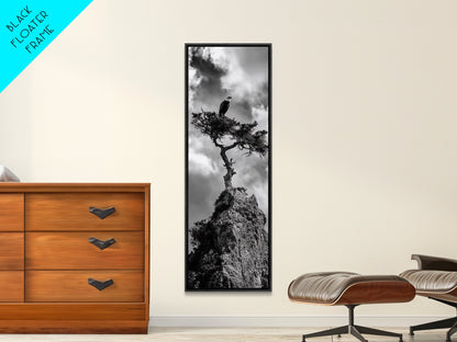 Eagle Tree, Cliff Perch, Bold Wildlife, Adventure Decor, Framed Canvas Print, Rustic Cabin Wall Art, American Symbolic Art