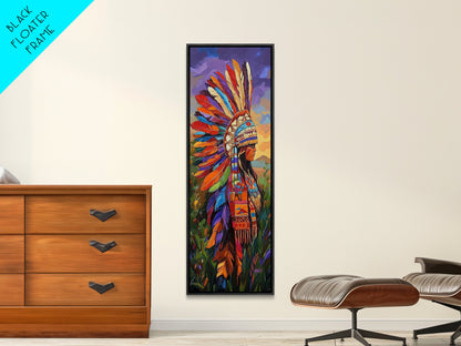 Vibrant Native Woman Framed Canvas Print Afrocentric Wall Art Bold Colorful Portrait Rustic Art Southwest Wall Art