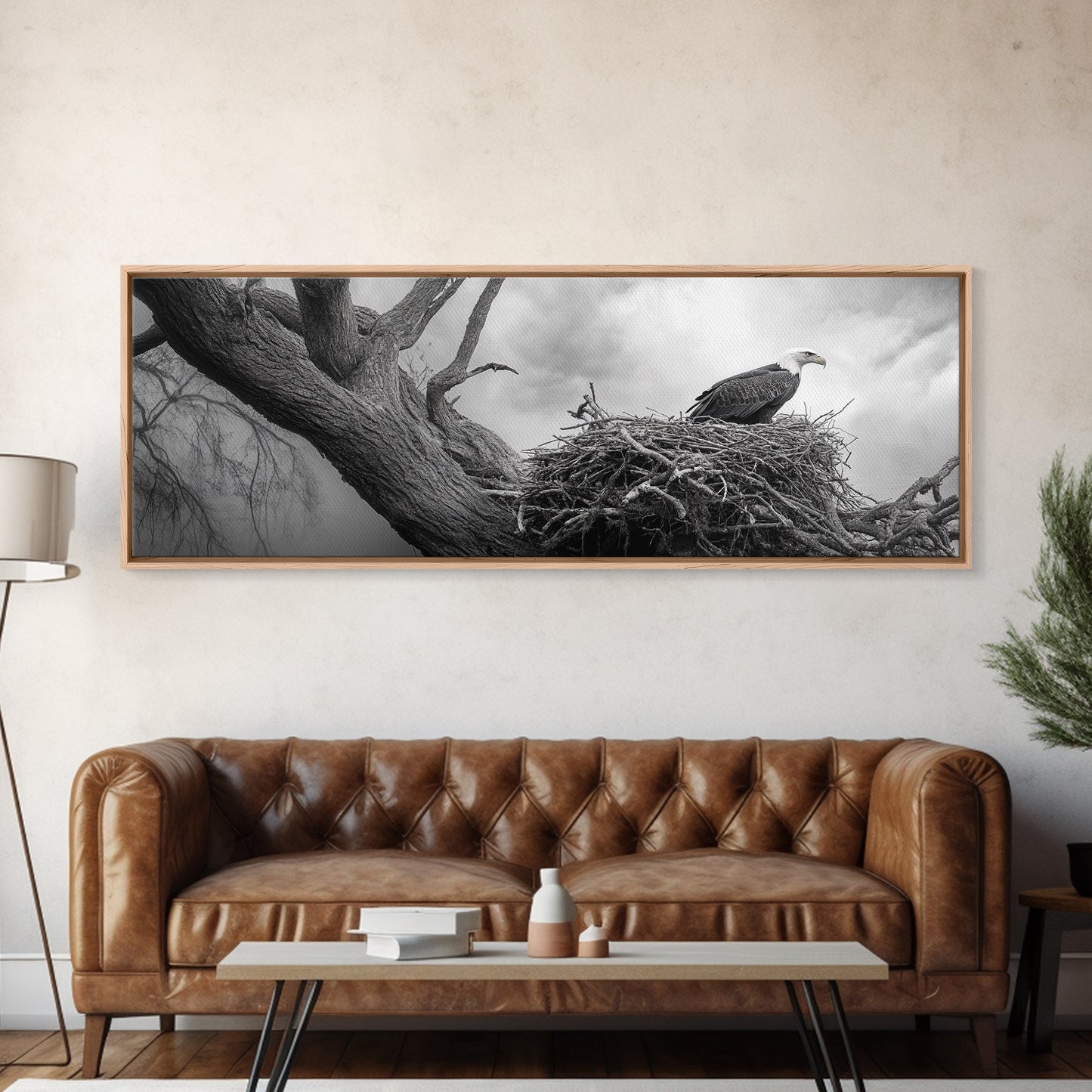 Bald Eagle Nest, Wildlife Art, Nature Photography, Moody Art, Rustic Decor, Horizontal Wall Art, Framed Canvas Print, Bedroom Art