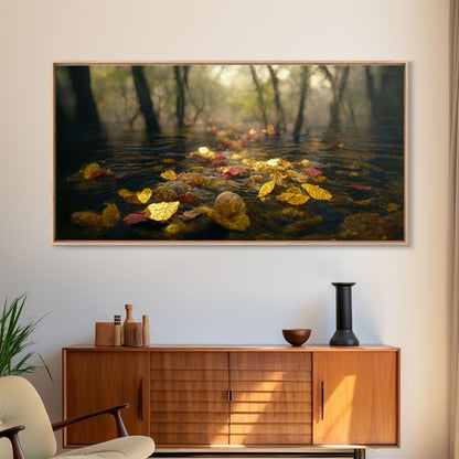 Wet Leaves Stream Forest Woods Fall Autumn Fine Art Print, Wall Art Print, Wall Décor, Wall Poster