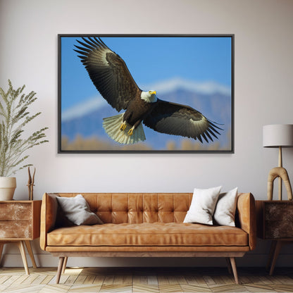 Eagle in a Mountain Clouds Canvas Wall Art Design, Framed Canvas Print Decor for Home & Office Decoration, CANVAS READY to Hang