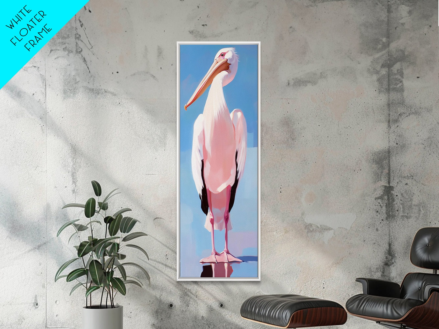 Pelican, Coastal Bird, Modern Beach Art, Nautical Home Decor, Ocean Animal, Boho Wall Art, Seaside Theme, Framed Canvas Print