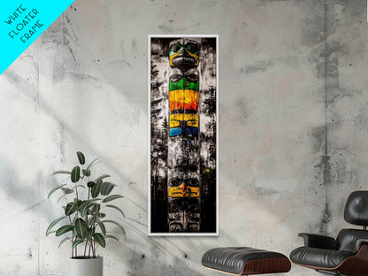 Totem Pole, Native American, Tribal Art, Framed Canvas Print, Cultural Wall Art, Rustic Home Decor, Office or Study Artwork