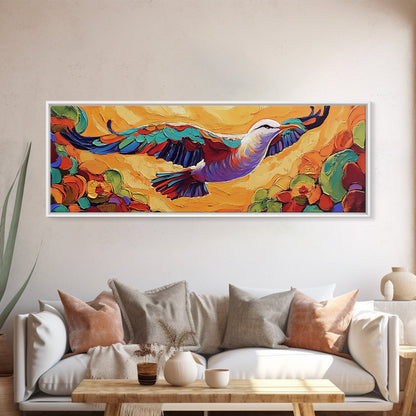 Soaring Bird, Colorful Flight, Nature Bird Art, Desert Skies, Framed Canvas Print hallway wall decor, boho art, inspirational wall piece